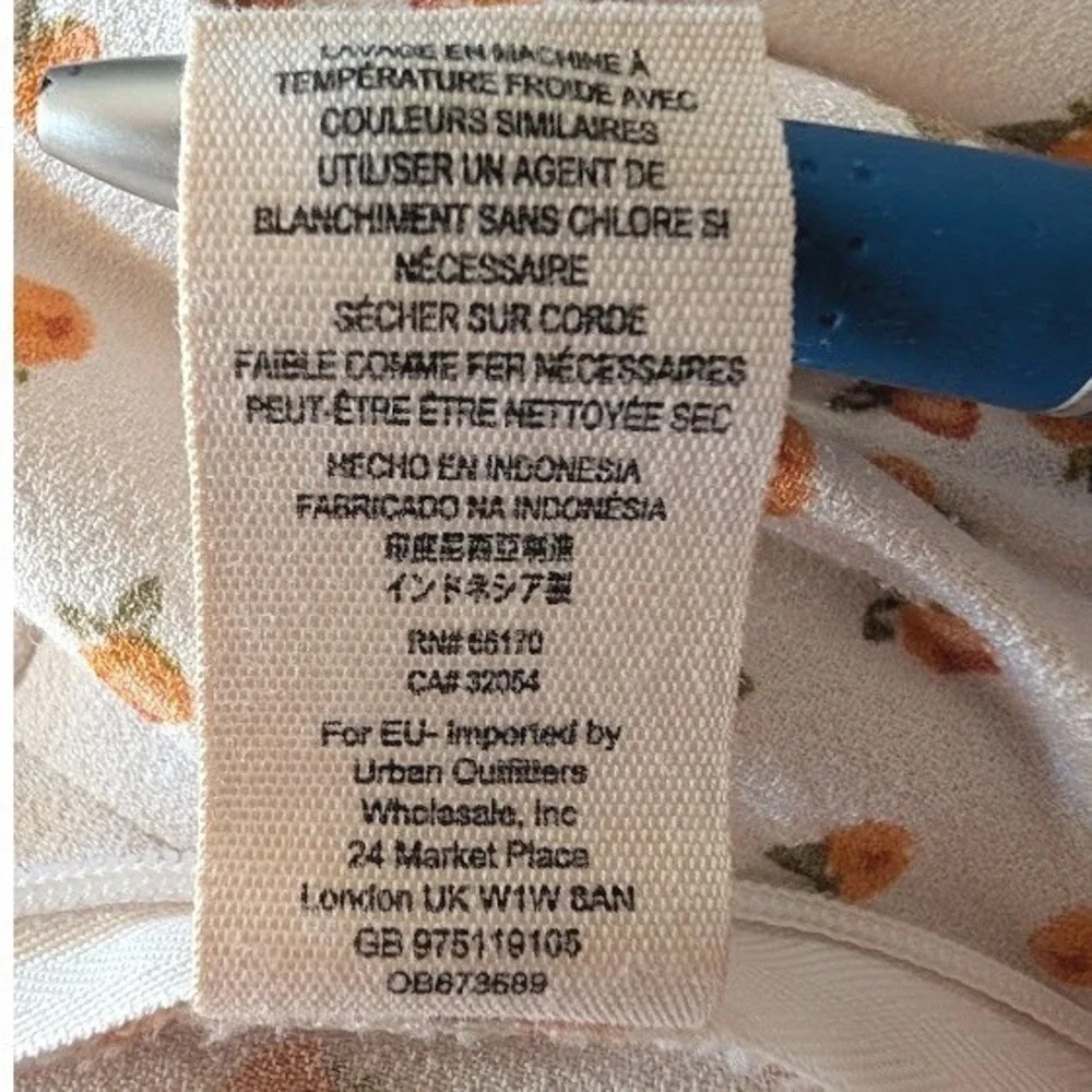 Free People Mia V-Neck Wide Leg Cream Jumpsuit with Peach Print Size 10 - Picture 11 of 11